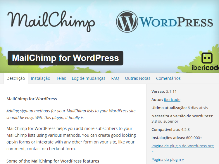O melhor plugin de Newsletter para WordPress com mailchimp