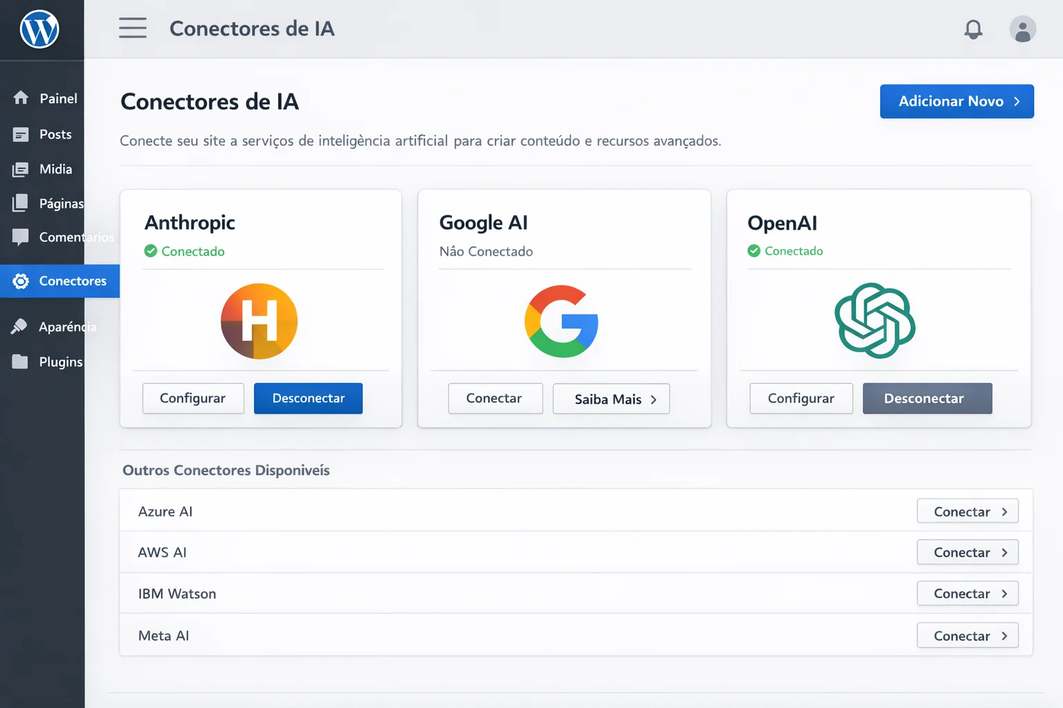 API de Conectores para Provedores de IA no WordPress